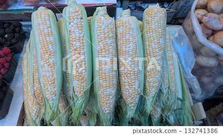 Enjoy Fresh Corn Ears Available at Your Local Farmers Market During the Summer Season 132741386