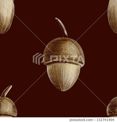 Acorns in seamless pattern as a symbol of autumn,Halloween,Thanksgiving.Realistic watercolor illustration on transparent background.Hand painted seasonal clipart for autumn holidays,pumpkin fest Acorns in seamless pattern as a symbol of autumn,Halloween,Thanksgiving.Realistic watercolor illustration on transparent background.Hand painted seasonal clipart for autumn holidays,pumpkin fest 132741404
