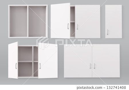 Kitchen cabinet 3d mockups set 132741408