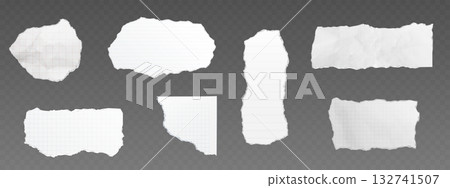Torn notebook paper cutout set 132741507