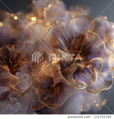 Golden Luminescent Petal Abstract in Soft Focus 132741594