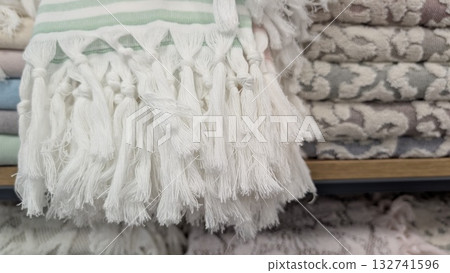 Discover Textured Blankets with Decorative Fringe, perfect for cozying up your space elegantly Discover Textured Blankets with Decorative Fringe, perfect for cozying up your space elegantly 132741596