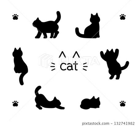 Cat silhouette material Cat silhouette material 132741982