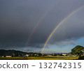 A double rainbow over the countryside The starting point of the double rainbow 132742315