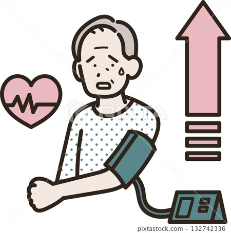 Illustration of a senior man with high blood pressure 132742336