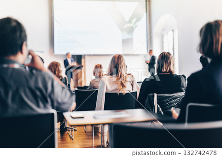 Interview and round table discussion at business convention and presentation. Audience at the conference hall. Business and entrepreneurship symposium. Interview and round table discussion at business convention and presentation. Audience at the conference hall. Business and entrepreneurship symposium. 132742478