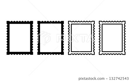A set of stamp icons in various color schemes, consisting of white and black A set of stamp icons in various color schemes, consisting of white and black 132742543
