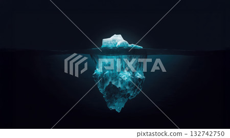 an iceberg floating in the dark ocean 132742750