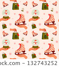 Festive Holiday Background with Ice Skates and Gift Bags 132743252