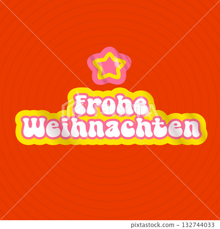 Frohe weihnachten Merry Christmas in German quote red square banner vector design, creative holiday typography, modern festive graphic for cards, invitations, social media banners, and decorations. 132744033