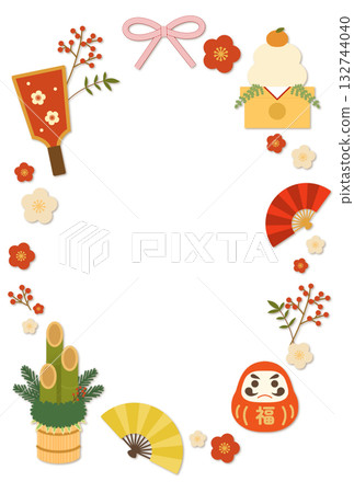 新年背景〈明信片〉D 新年背景〈明信片〉D 132744040