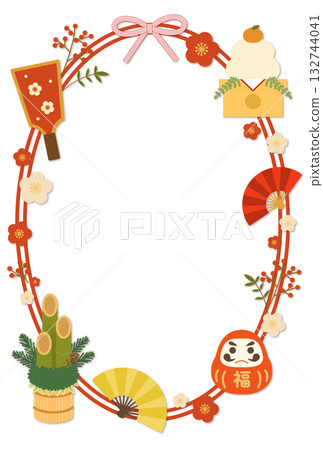 新年背景〈明信片〉E 新年背景〈明信片〉E 132744041