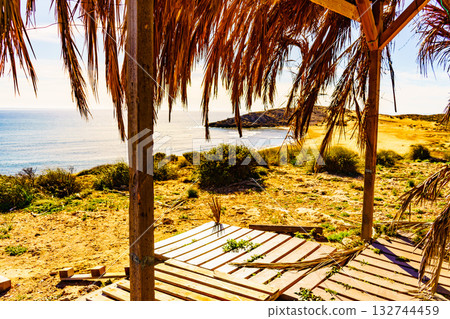 Beach sea shore. Coast in Murcia Spain. 132744459
