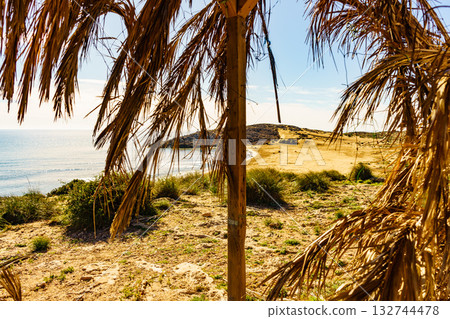 Beach sea shore. Coast in Murcia Spain. 132744478