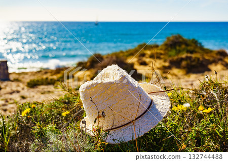 Coast landscape with summer hat, Spain. Coast landscape with summer hat, Spain. 132744488
