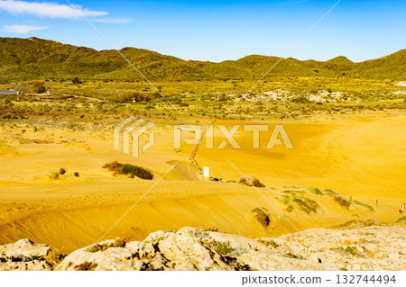Coast landscape with sand dunes, Spain. 132744494