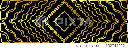 Abstract black and gold charismas and black Friday banner background with golden lines and shapes geometric style. Empty vip royal christmas horizontal banner, poster and backdrop design template. 132744622