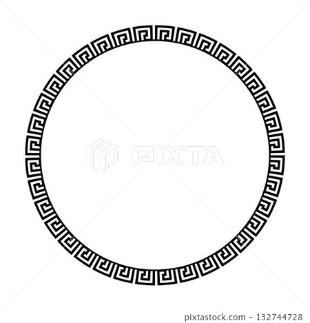 Round frame with greek motives. Patterns of Greece and ancient Rome. Greek meander. Circle european border. Round antique border from Greek. Typical egyptian, assyrian and greek motives 132744728