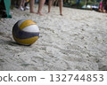Ball for volleyball in the sand. 132744853