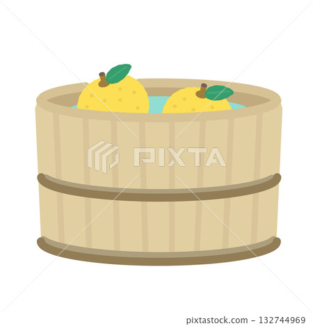 Yuzu bath tub bath illustration Yuzu bath tub bath illustration 132744969