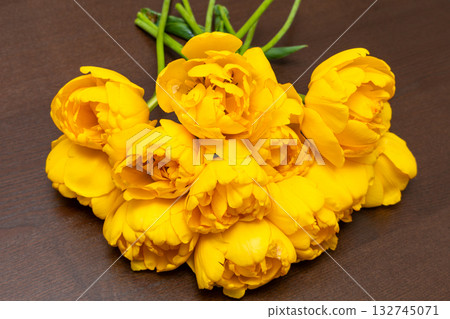beautiful yellow tulips, big bouquet beautiful yellow tulips, big bouquet 132745071