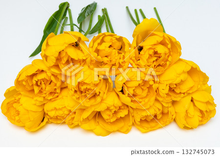 beautiful yellow tulips, big bouquet beautiful yellow tulips, big bouquet 132745073