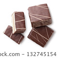 Chocolate covered biscuit isolated on a white. Top view 132745154