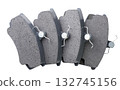 Set of brake pads on a white background. Top view 132745156