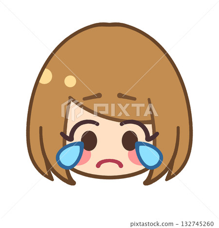 Girl crying face cute icon illustration material 132745260