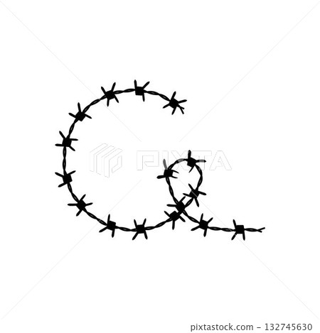 Barbed wire vector illustration isolated on white background 132745630