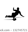 Football Soccer player silhouette with ball. Sport player shooting on white background. 132745721