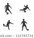 Football Soccer player silhouette with ball. Sport player shooting on white background. 132745724