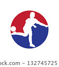 Football Soccer player silhouette with ball. Sport player shooting on white background. 132745725