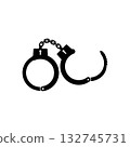handcuffs icon design. criminal arrest sign and symbol. equipment for policeman. 132745731