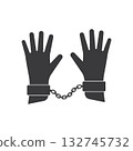 handcuffs icon design. criminal arrest sign and symbol. equipment for policeman. 132745732