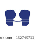 handcuffs icon design. criminal arrest sign and symbol. equipment for policeman. 132745733
