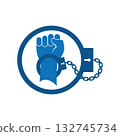 handcuffs icon design. criminal arrest sign and symbol. equipment for policeman. 132745734