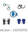 handcuffs icon design. criminal arrest sign and symbol. equipment for policeman. 132745735