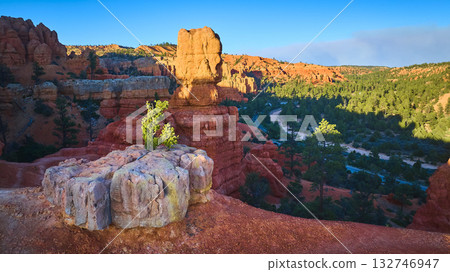 Aerial Red Canyon Hoodoo Rock Formations and Forest in Utah Morning Light Aerial Red Canyon Hoodoo Rock Formations and Forest in Utah Morning Light 132746947