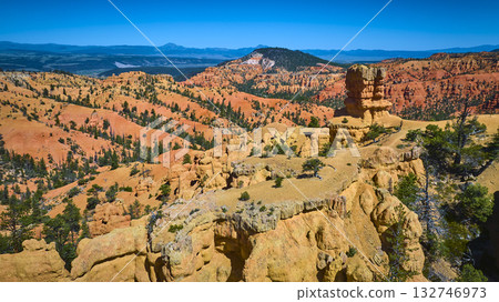 Aerial Red Canyon Hoodoo Rock Formations and Pine Trees Utah Scenic Landscape Aerial Red Canyon Hoodoo Rock Formations and Pine Trees Utah Scenic Landscape 132746973