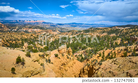 Aerial Bryce Canyon National Park Sandstone Formations and Pine Forest Utah 132747001