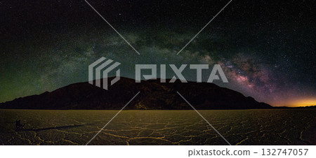 Milky Way Over Salt Flats at Night in Death Valley National Park California 132747057