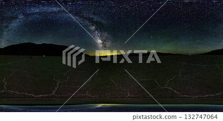 Milky Way Panorama Over Badwater Basin Salt Flats at Night Nevada Astrophotography 132747064