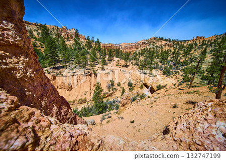 Bryce Canyon National Park Mossy Cave Trail Waterfall and Pine Trees Scenic View 132747199