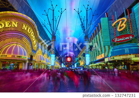 Fremont Street Experience Neon Lights Casinos and Nightlife Crowd in Las Vegas Nevada Fremont Street Experience Neon Lights Casinos and Nightlife Crowd in Las Vegas Nevada 132747231