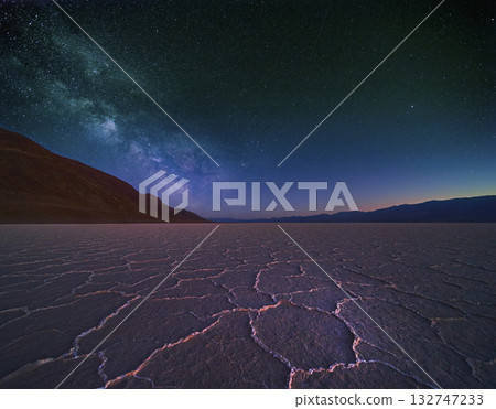 Milky Way Over Salt Flats and Mountain Range Night Landscape Nevada Astrophotography Milky Way Over Salt Flats and Mountain Range Night Landscape Nevada Astrophotography 132747233