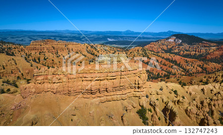Aerial Red Canyon Rock Formations Pine Forest and Mountains Utah Aerial Red Canyon Rock Formations Pine Forest and Mountains Utah 132747243