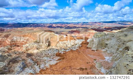 Aerial Desert Sandstone Cliffs and Hoodoos Kanab Utah 132747291