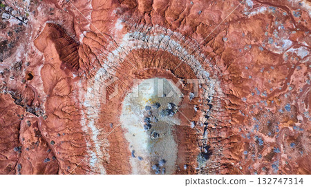 Aerial Desert Geology Concentric Rings and Erosion Patterns Top Down 132747314