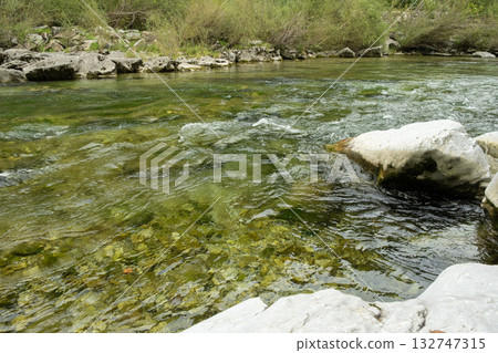 Leisurely Flow of River, Water Relaxing Nature Scene Leisurely Flow of River, Water Relaxing Nature Scene 132747315